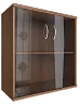 Офисный шкаф низкий широкий со стеклом