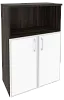 Офисный шкаф средний широкий (2 низких фасада белое стекло в раме)