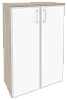 Офисный шкаф средний широкий с белым стеклом в раме
