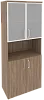 Офисный шкаф высокий широкий (2 низких фасада ЛДСП + 2 низких фасада стекло в раме)