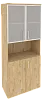 Офисный шкаф высокий широкий (2 низких фасада ЛДСП + 2 низких фасада стекло в раме)