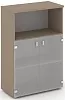 Офисный шкаф средний широкий (низкие двери матовое стекло)