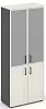 Офисный шкаф высокий широкий (2 низких фасада, задняя стенка ЛДСП + 2 средних фасада стекло сатин в раме)