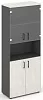 Офисный шкаф высокий широкий (2 низких фасада, задняя стенка ЛДСП+ 2 низких фасада стекло прозрачное)