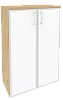 Офисный шкаф средний широкий с белым стеклом в раме