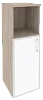 Офисный шкаф средний узкий лев./прав. (1 низкий фасад белое стекло в раме)