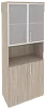 Офисный шкаф высокий широкий (2 низких фасада ЛДСП + 2 низких фасада стекло в раме)