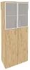 Офисный шкаф высокий широкий (2 средних фасада ЛДСП + 2 низких фасада стекло в раме)