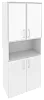 Офисный шкаф высокий широкий (2 низких фасада ЛДСП + 2 низких фасада белое стекло в раме)
