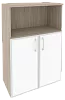 Офисный шкаф средний широкий с белым стеклом в раме