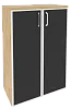Офисный шкаф средний широкий с чёрным стеклом в раме