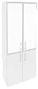 Офисный шкаф высокий широкий со стеклом в раме белое