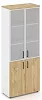 Офисный шкаф высокий широкий (2 низких фасада, задняя стенка ЛДСП + 2 средних фасада стекло сатин в раме)