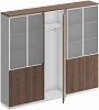 Офисный шкаф со стеклом высокий с узким гардеробом