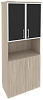 Офисный шкаф высокий широкий (2 низких фасада ЛДСП + 2 низких фасада чёрное стекло в раме)