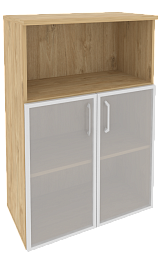 Офисный шкаф средний широкий со стеклом в раме