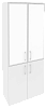 Офисный шкаф высокий широкий со стеклом в раме белое