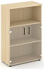 Офисный шкаф средний широкий (2 низких фасада стекло, задняя стенка ЛДСП)