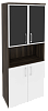 Офисный шкаф высокий широкий (2 низких фасада ЛДСП + 2 низких фасада чёрное стекло в раме)