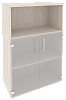 Офисный шкаф средний широкий (2 низких фасада стекло)