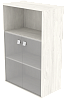 Офисный шкаф средний полузакрытый со стеклом