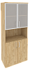Офисный шкаф высокий широкий (2 низких фасада ЛДСП + 2 низких фасада стекло в раме)