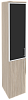 Офисный шкаф высокий узкий лев./прав. (1 низкий фасад ЛДСП + 1 средний фасад чёрное стекло в раме)