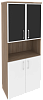 Офисный шкаф высокий широкий (2 низких фасада ЛДСП + 2 низких фасада чёрное стекло в раме)