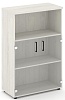 Офисный шкаф средний широкий (2 низких фасада стекло, задняя стенка ЛДСП)