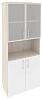 Офисный шкаф высокий широкий (2 низких фасада ЛДСП + 2 низких фасада стекло в раме)