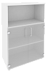 Офисный шкаф средний широкий (2 низких фасада стекло)