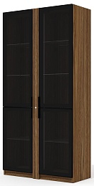 Офисный шкаф высокий со стеклом (полки стекло) с подсветкой