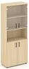 Офисный шкаф высокий широкий (2 низких фасада, задняя стенка ЛДСП+ 2 низких фасада стекло прозрачное)