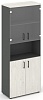 Офисный шкаф высокий широкий (2 низких фасада, задняя стенка ЛДСП+ 2 низких фасада стекло прозрачное)