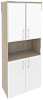 Офисный шкаф высокий широкий (2 низких фасада ЛДСП + 2 низких фасада белое стекло в раме)
