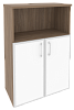 Офисный шкаф средний широкий с белым стеклом в раме