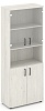 Офисный шкаф высокий широкий (2 низких фасада, задняя стенка ЛДСП+ 2 низких фасада стекло прозрачное)