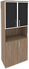 Офисный шкаф высокий широкий (2 низких фасада ЛДСП + 2 низких фасада чёрное стекло в раме)