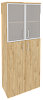 Офисный шкаф высокий широкий (2 средних фасада ЛДСП + 2 низких фасада стекло в раме)