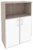 Офисный шкаф средний широкий с белым стеклом в раме