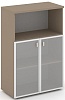 Офисный шкаф средний широкий (низкие двери матовое стекло в раме)