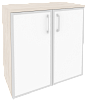 Офисный шкаф низкий широкий (2 низких фасада белое стекло в раме)