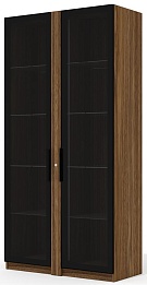 Офисный шкаф высокий со стеклом (полки стекло) с подсветкой