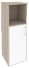 Офисный шкаф средний узкий лев./прав. (1 низкий фасад белое стекло в раме)
