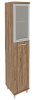 Офисный шкаф высокий узкий со стеклом в раме (левый)