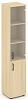 Офисный шкаф высокий узкий левый / правый (1 низкий фасад ЛДСП + 1 средний фасад стекло прозрачное)
