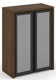 Офисный шкаф средний широкий (2 средних фасада стекло сатин в раме)