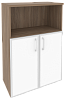 Офисный шкаф средний широкий (2 низких фасада белое стекло в раме)