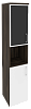 Офисный шкаф высокий узкий лев./прав.(1 низкий фасад ЛДСП + 1 низкий фасад чёрное стекло в раме)