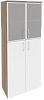 Офисный шкаф высокий широкий (2 средних фасада ЛДСП + 2 низких фасада стекло в раме)
